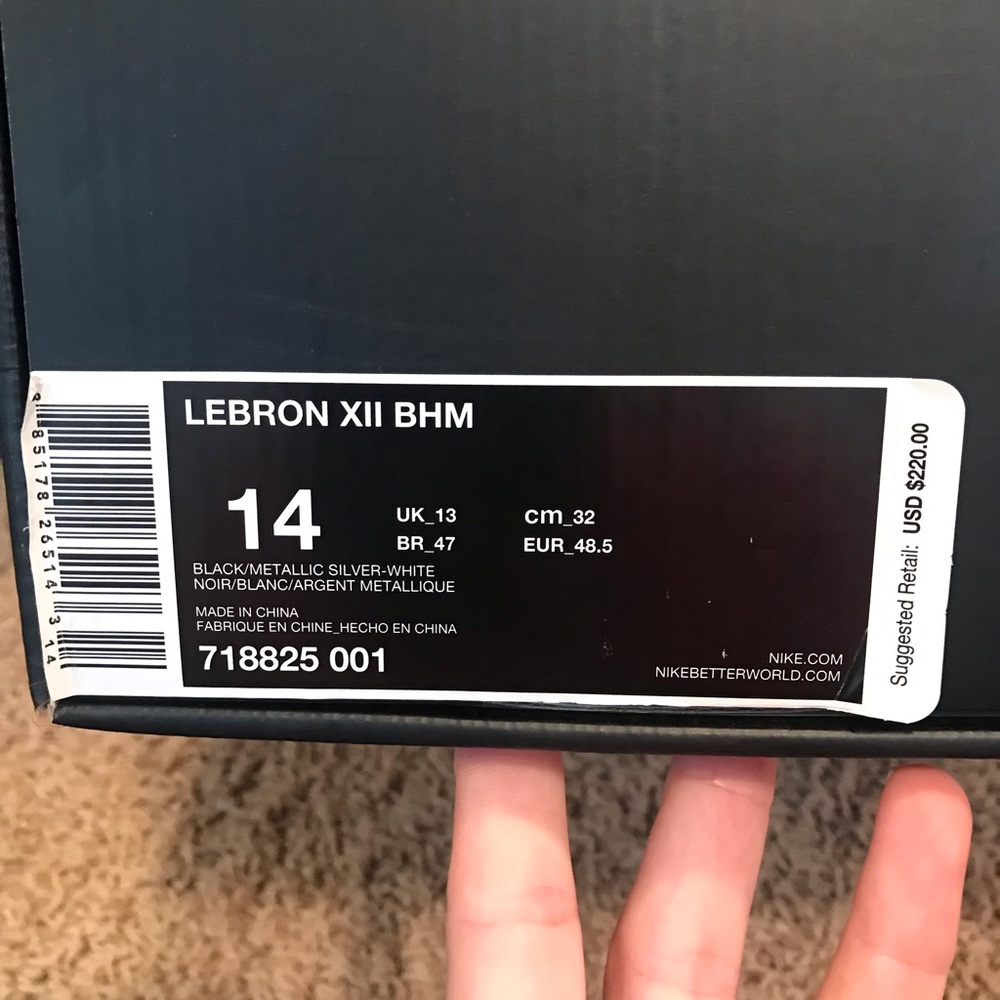 Lebron XII BHM size 14